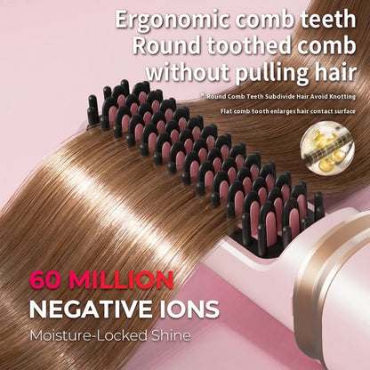 Cordless Hair Straightener Brush with Cover - Portable Mini Negative Ion Hot Comb for Travel, Gym & Car - USB Rechargeable Anti-Scald Hair Styler Hair Styling Tools to Go Brush Heat Comb